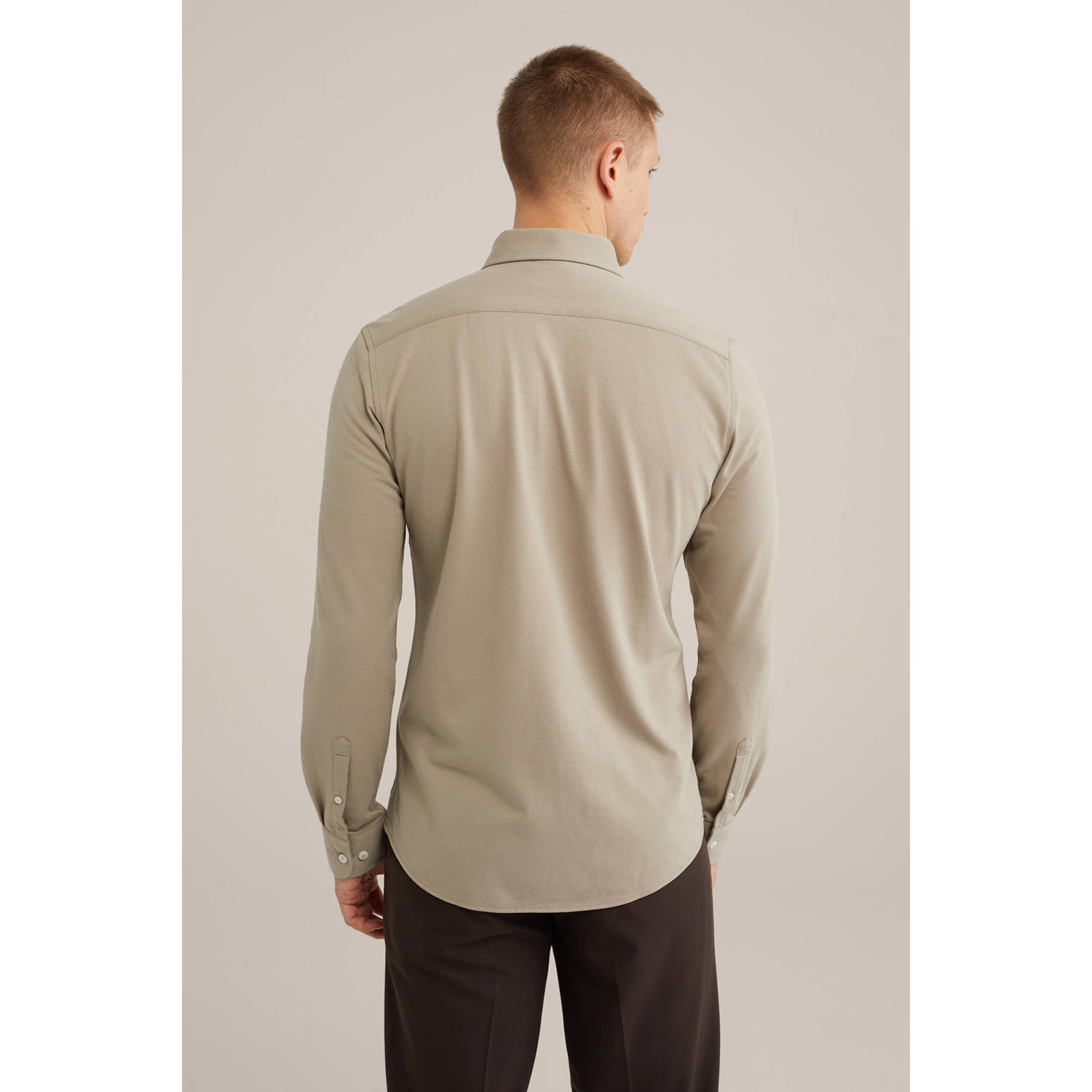 WE Fashion WE Fundamentals casual overhemd grijsgroen