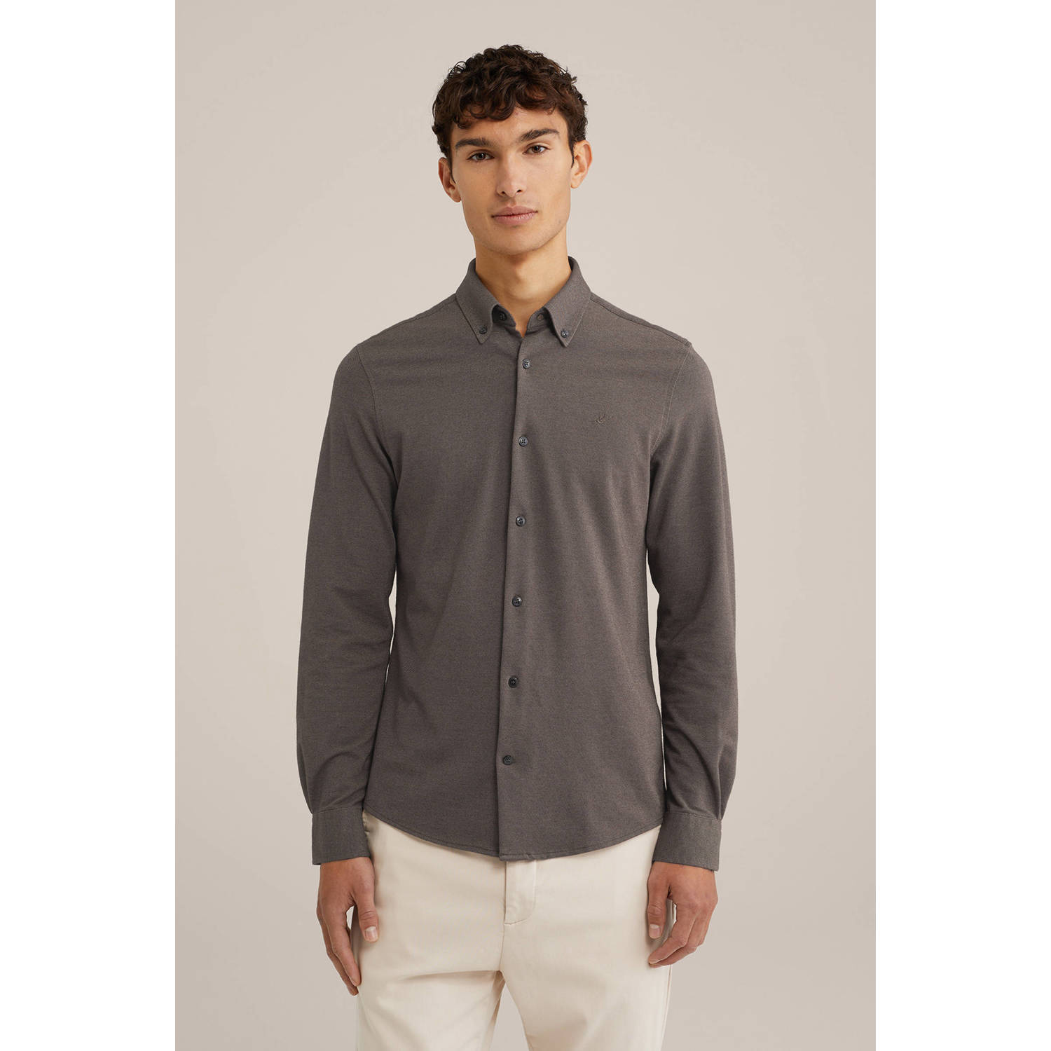 WE Fashion WE Fundamentals casual overhemd bruin