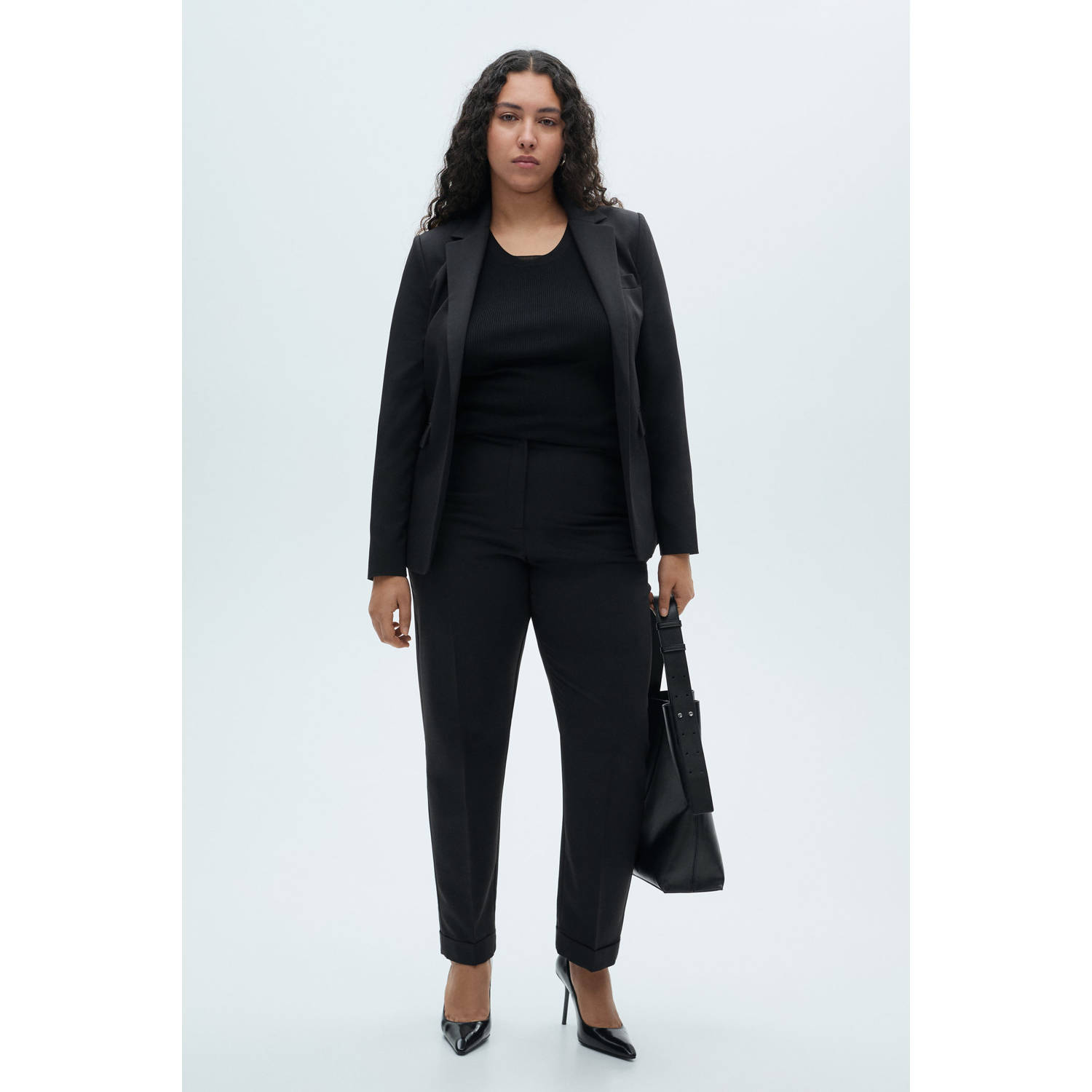 Mango slim regular waist broek zwart