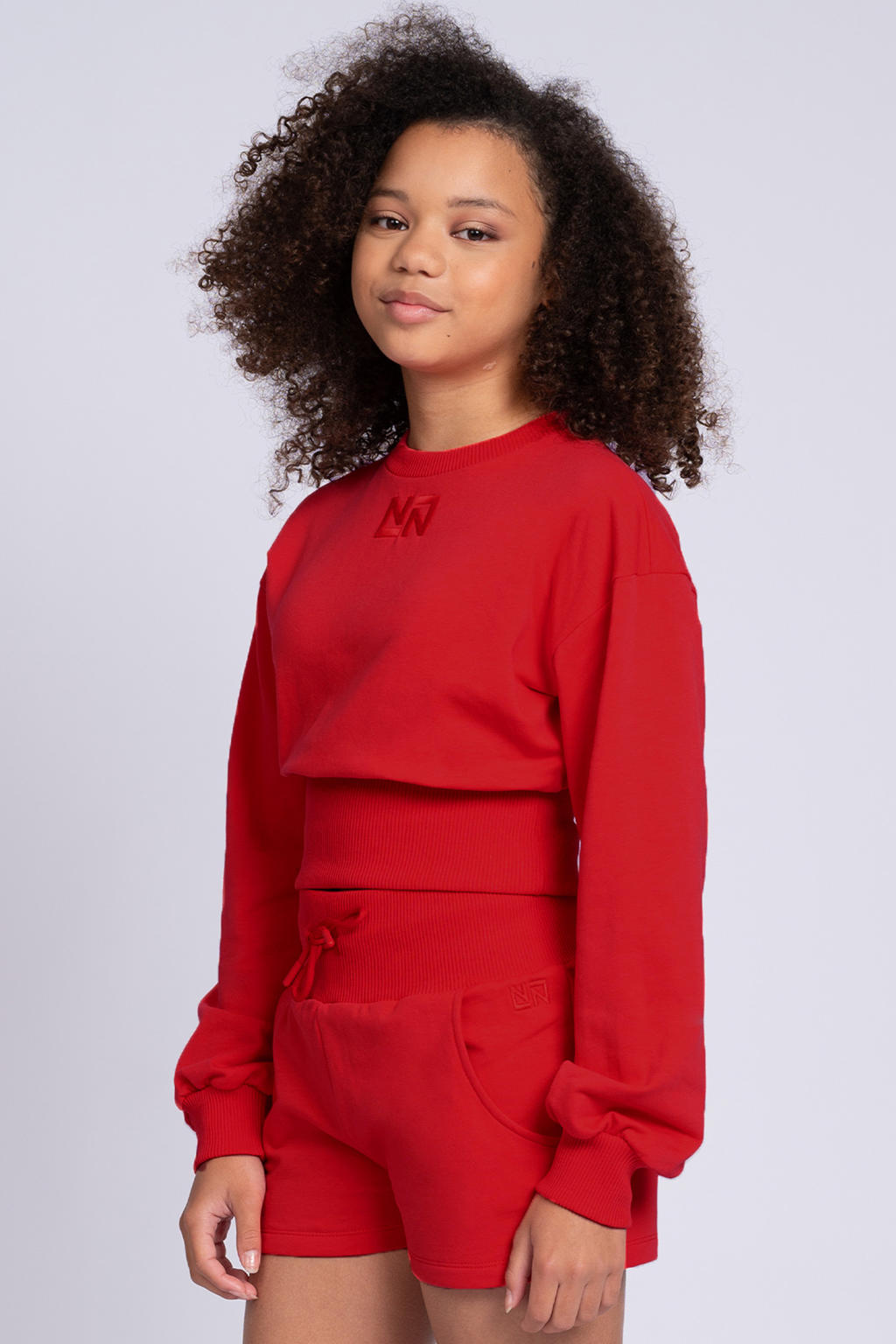Rode meisjes NIK&NIK sweatshort van katoen met elastische tailleband met koord en effen