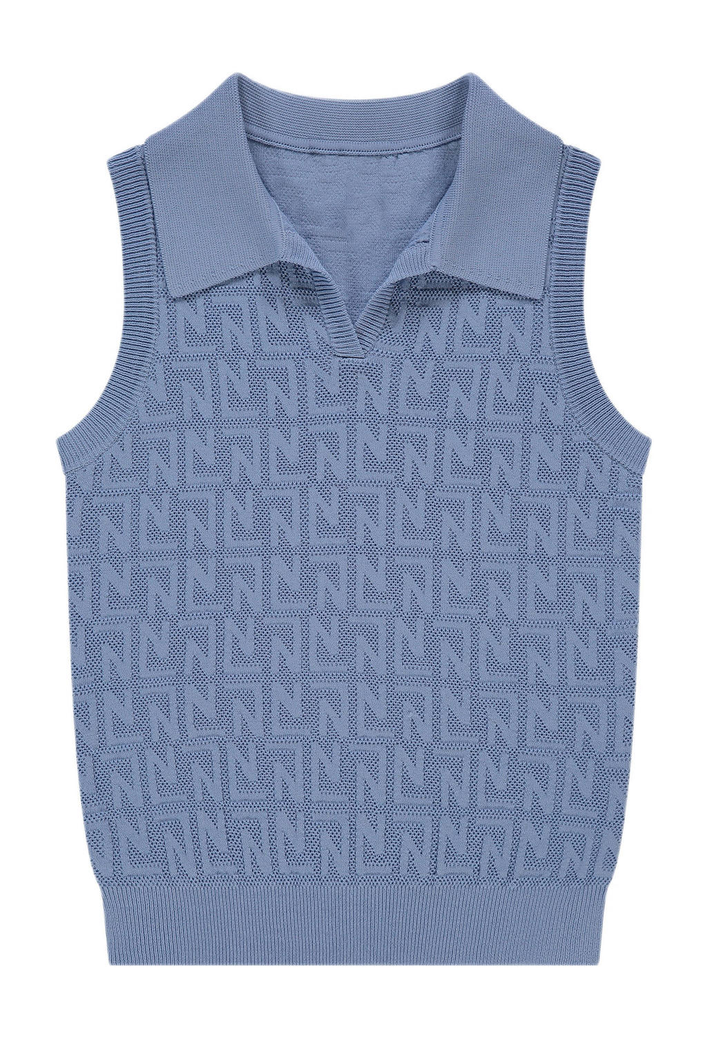 Blauwe meisjes NIK&NIK mouwloze top van viscose met effen en polo kraag
