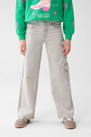 wide leg regular waist jeans grey denim