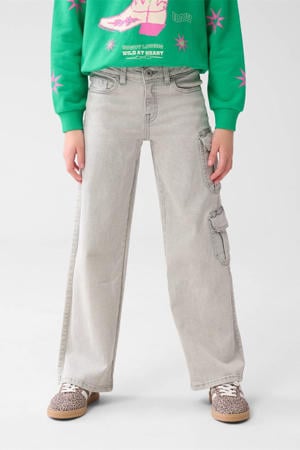 wide leg regular waist jeans grey denim