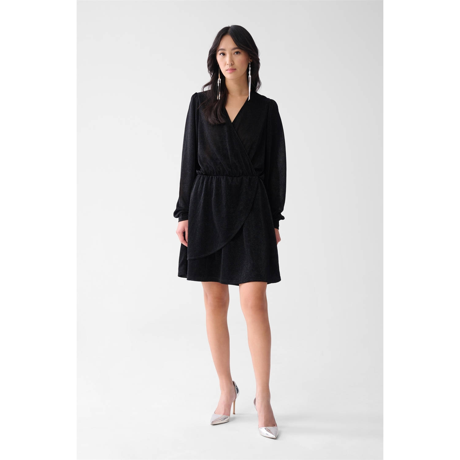 Shoeby little black dress met lurex zwart