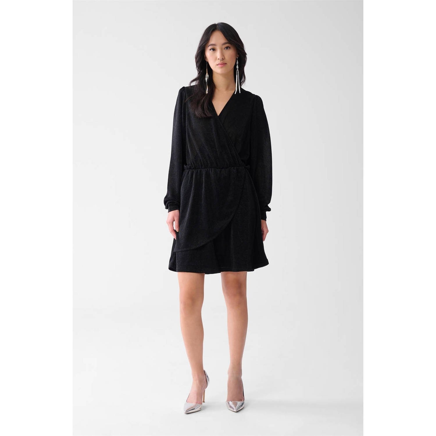 Shoeby little black dress met lurex zwart