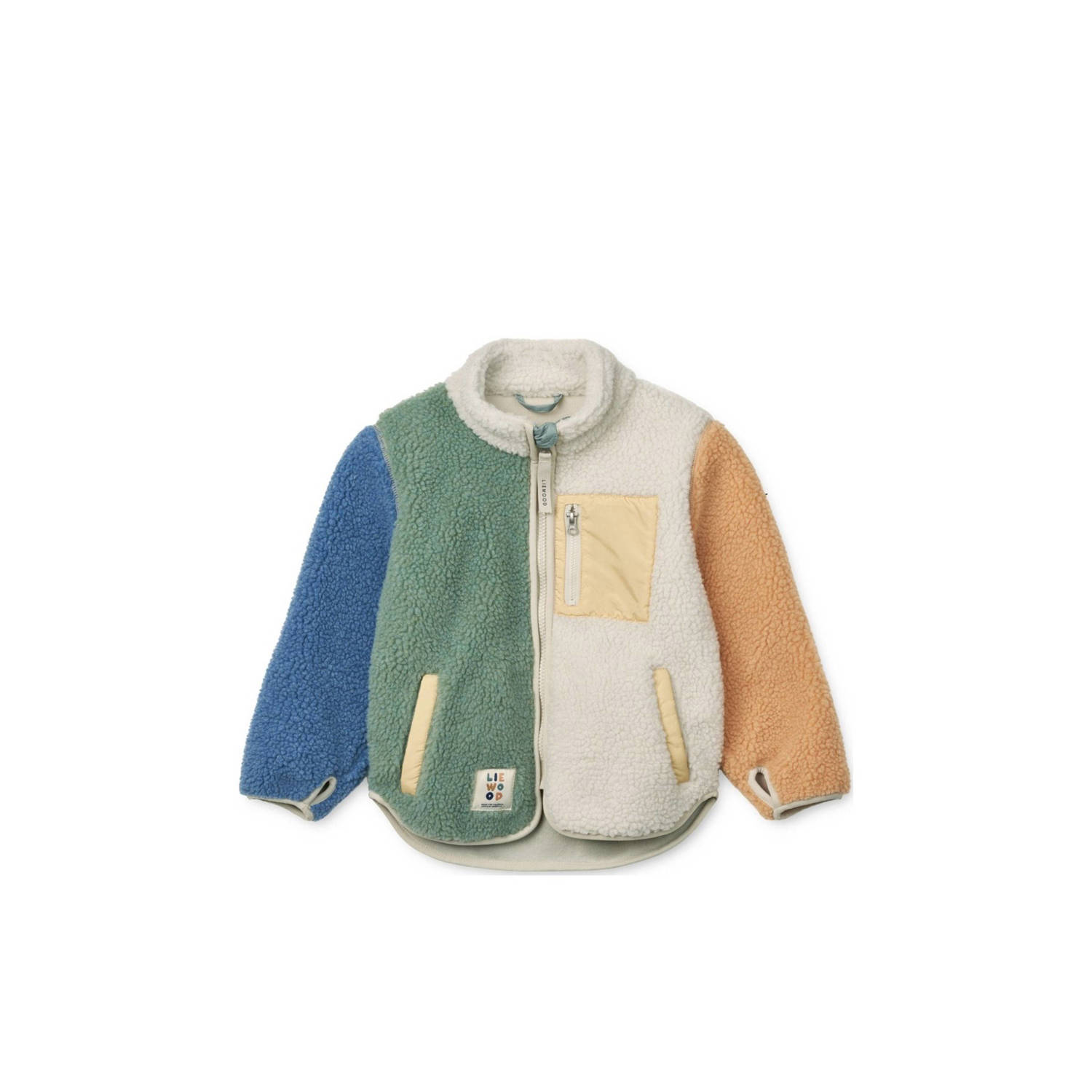 Liewood teddy tussenjas Nolan ecru groen blauw