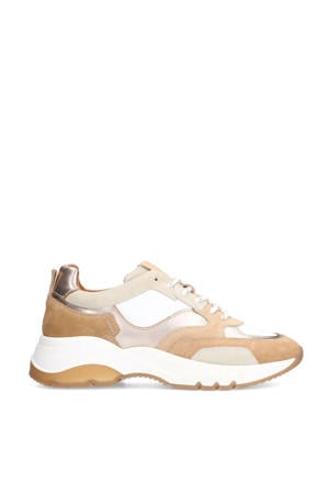 chunky leren sneakers beige