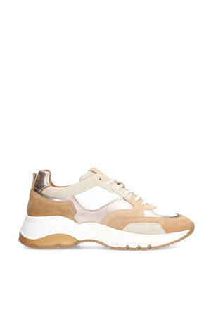 chunky leren sneakers beige