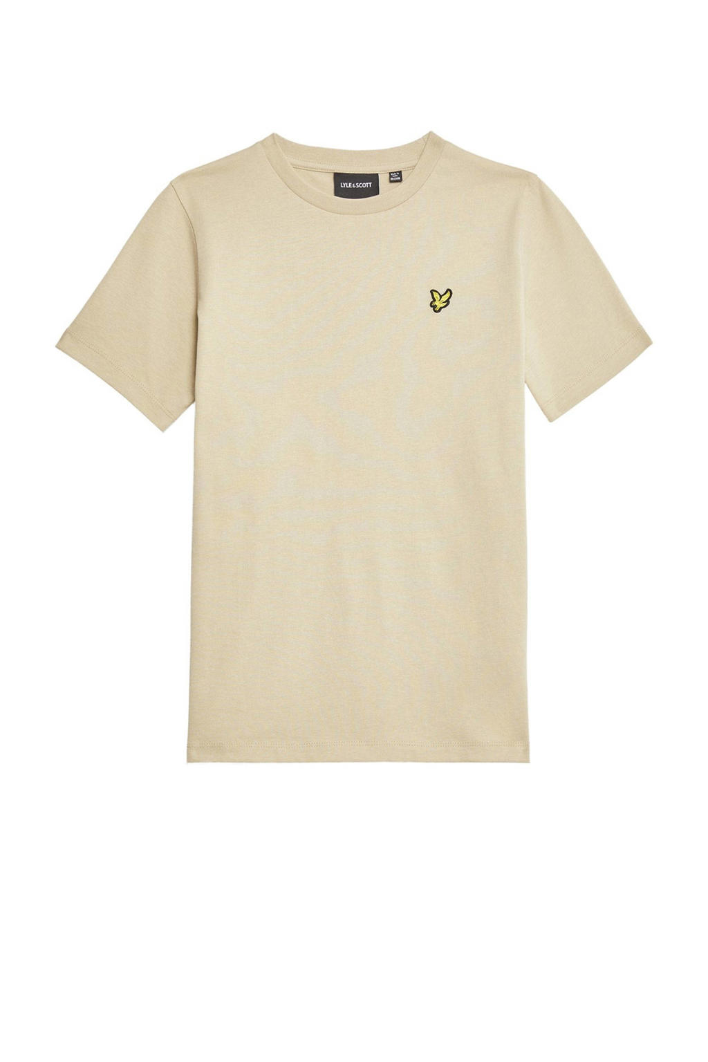 Beige jongens Lyle & Scott T-shirt van katoen met effen, korte mouwen en ronde hals