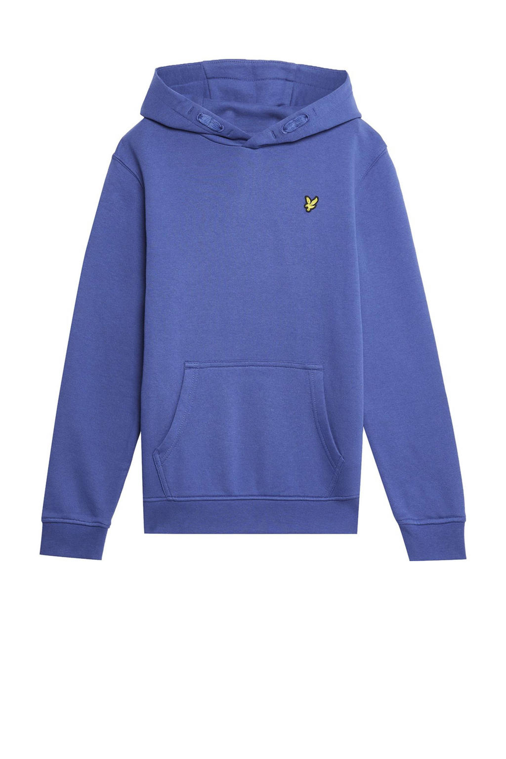 Blauwe jongens Lyle & Scott sweater van katoen met effen, lange mouwen en capuchon