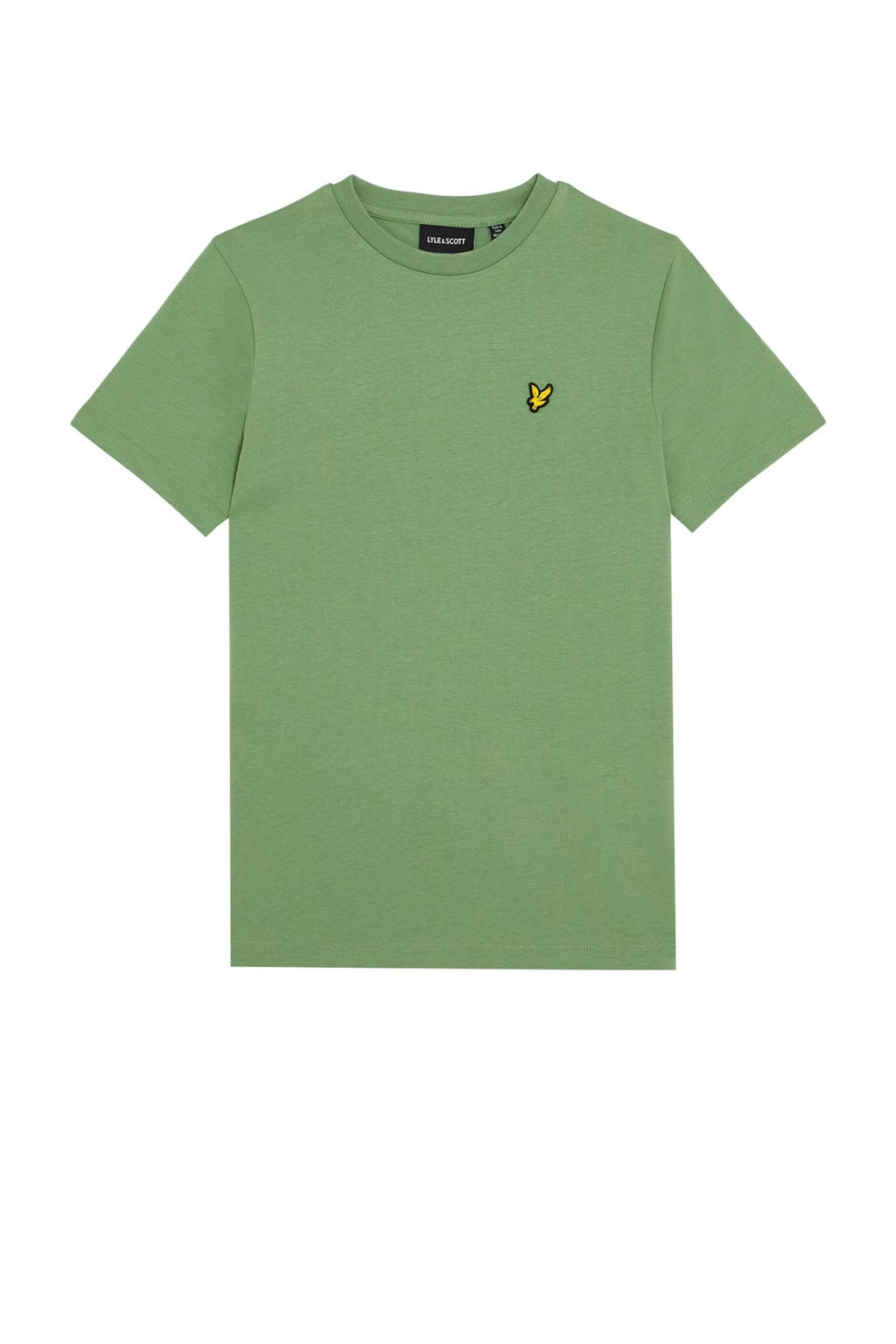 Groene jongens Lyle & Scott T-shirt van katoen met effen, korte mouwen en ronde hals