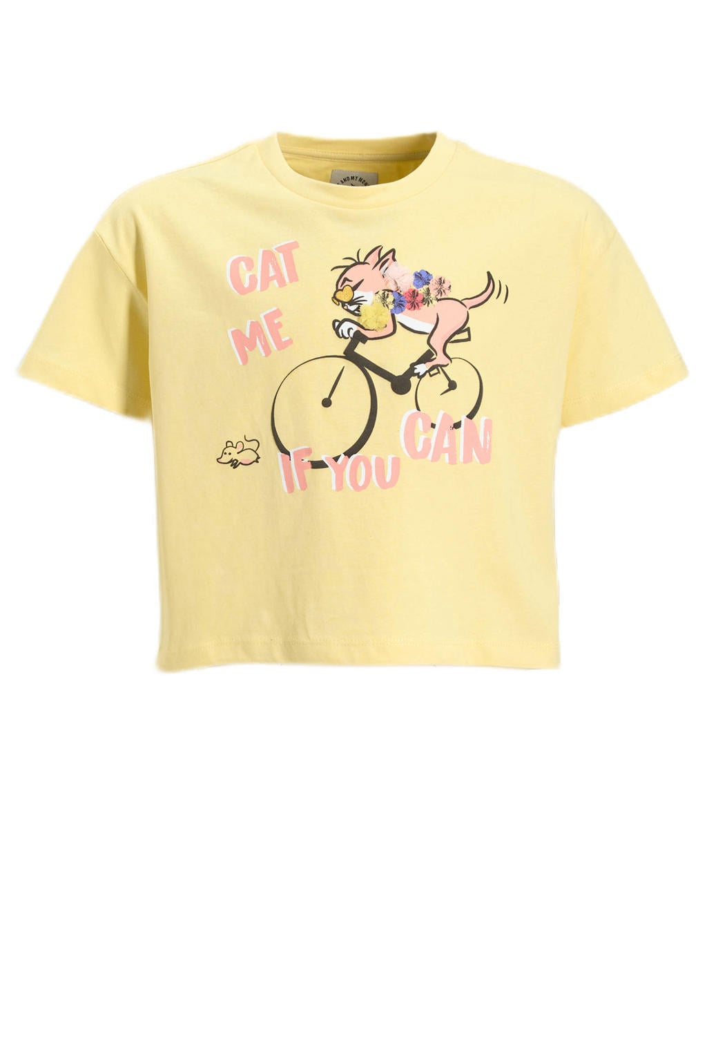 Gele meisjes Me & My Monkey Me & My Monkey T-shirt van katoen met printopdruk, korte mouwen en ronde hals