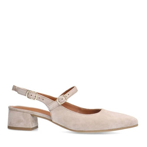 No Stress suède slingback pumps beige afbeelding