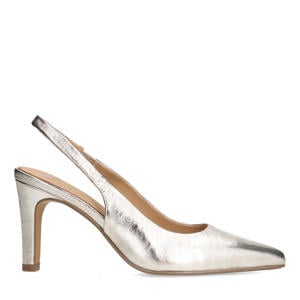 leren slingback pumps goud