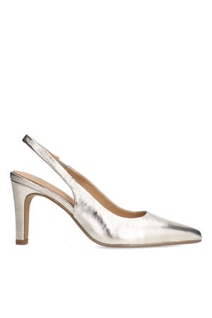 leren slingback pumps goud