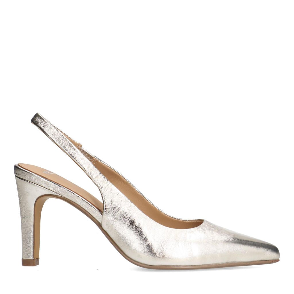 Gouden dames Manfield leren slingback pumps