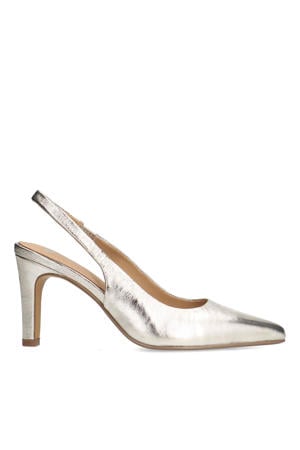 leren slingback pumps goud