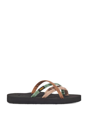 slippers beige/groen/zwart
