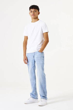 straight leg jeans high waist light blue denim