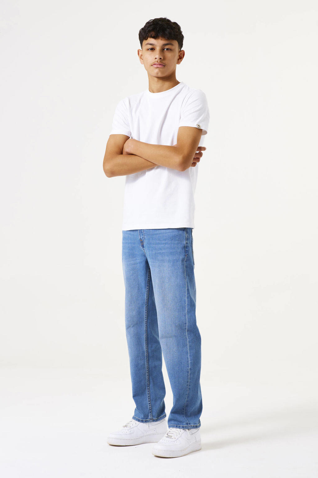Garcia straight leg jeans high waist medium blue denim