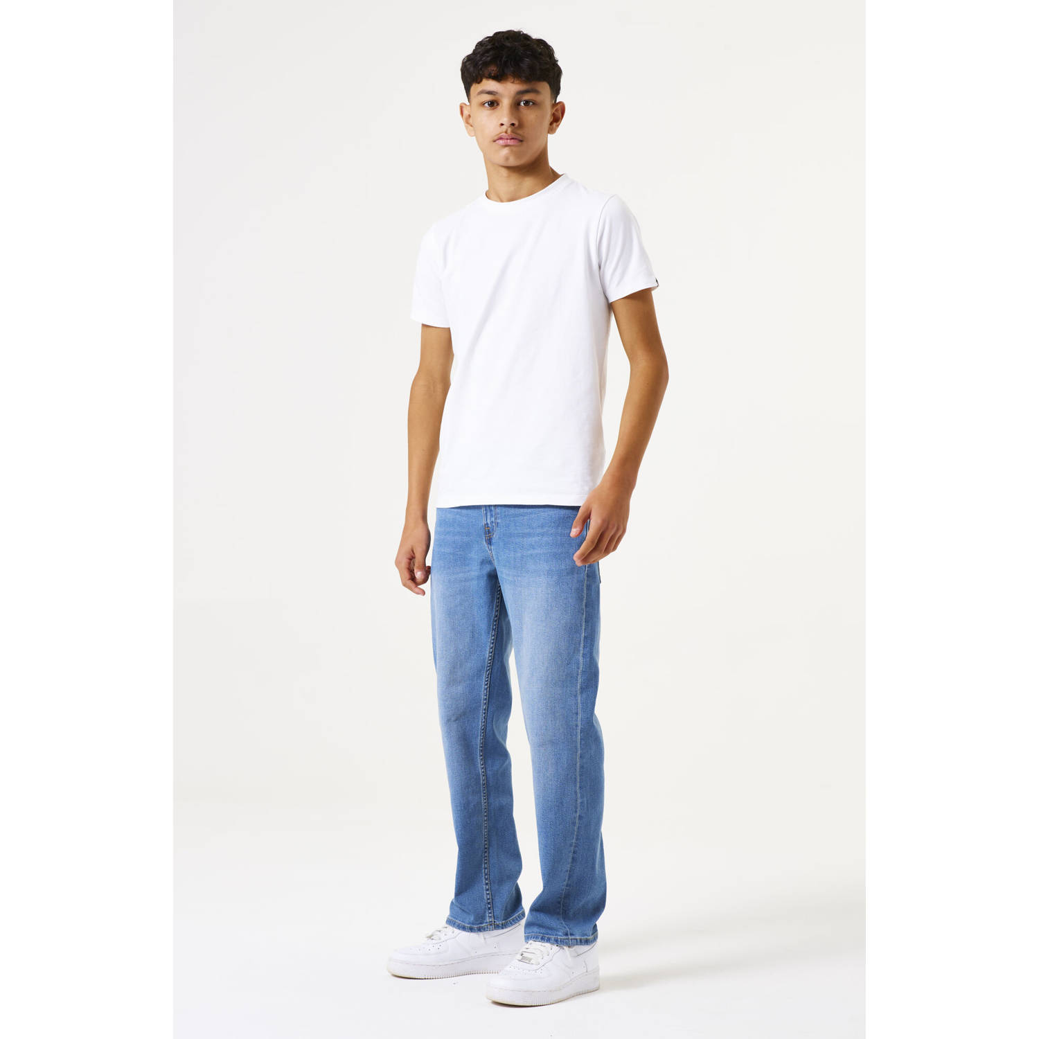 Garcia straight leg high waist medium blue denim