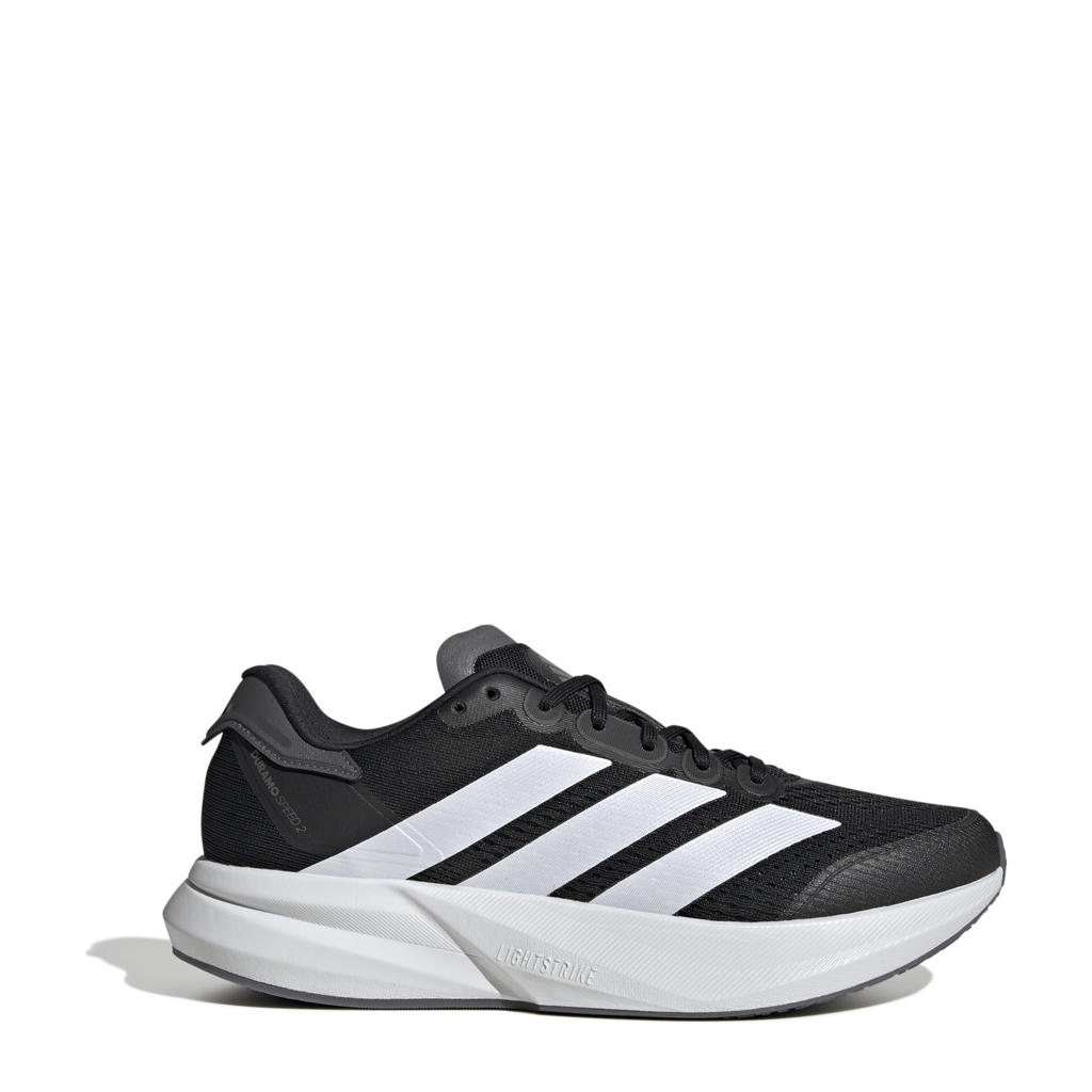 Zwart en witte heren adidas Performance Duramo Speed 2 hardloopschoenen van mesh-pu/voering: mesh/voetbed: eva met veters