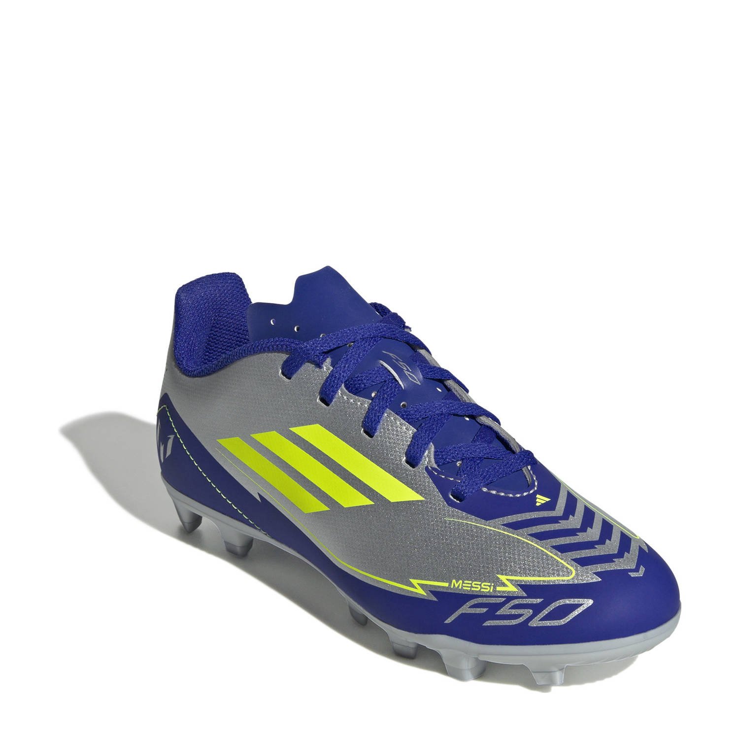 adidas Performance F50 Club Messi junior voetbalschoenen zilvermetalic kobaltblauw geel