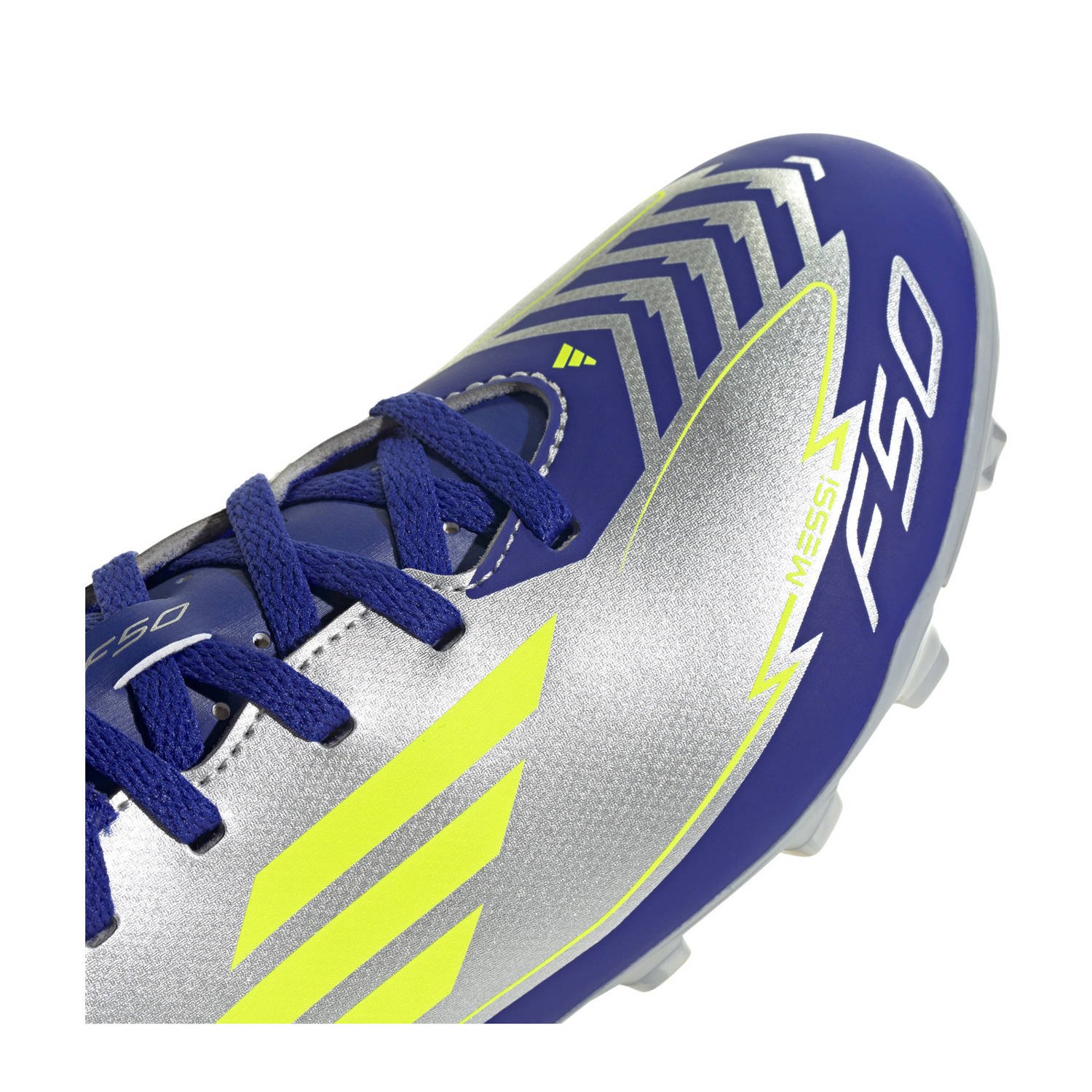 adidas Performance F50 Club Messi junior voetbalschoenen zilvermetalic kobaltblauw geel