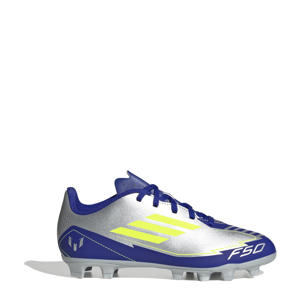 F50 Club Messi  junior voetbalschoenen zilvermetalic/kobaltblauw/geel