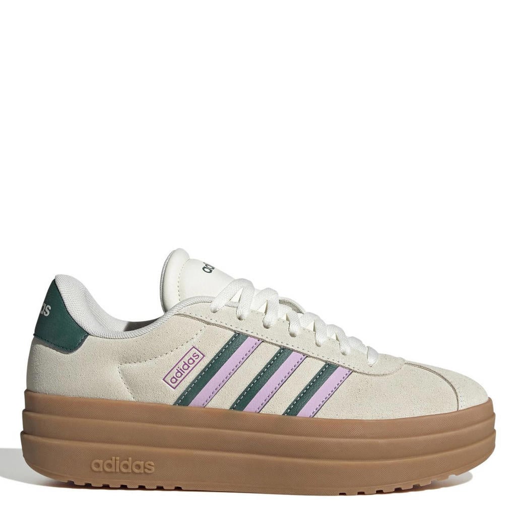 Beige, groen en paarse dames adidas Sportswear VL Court Bold sneakers van suède/voering: mesh/voetbed: eva met veters