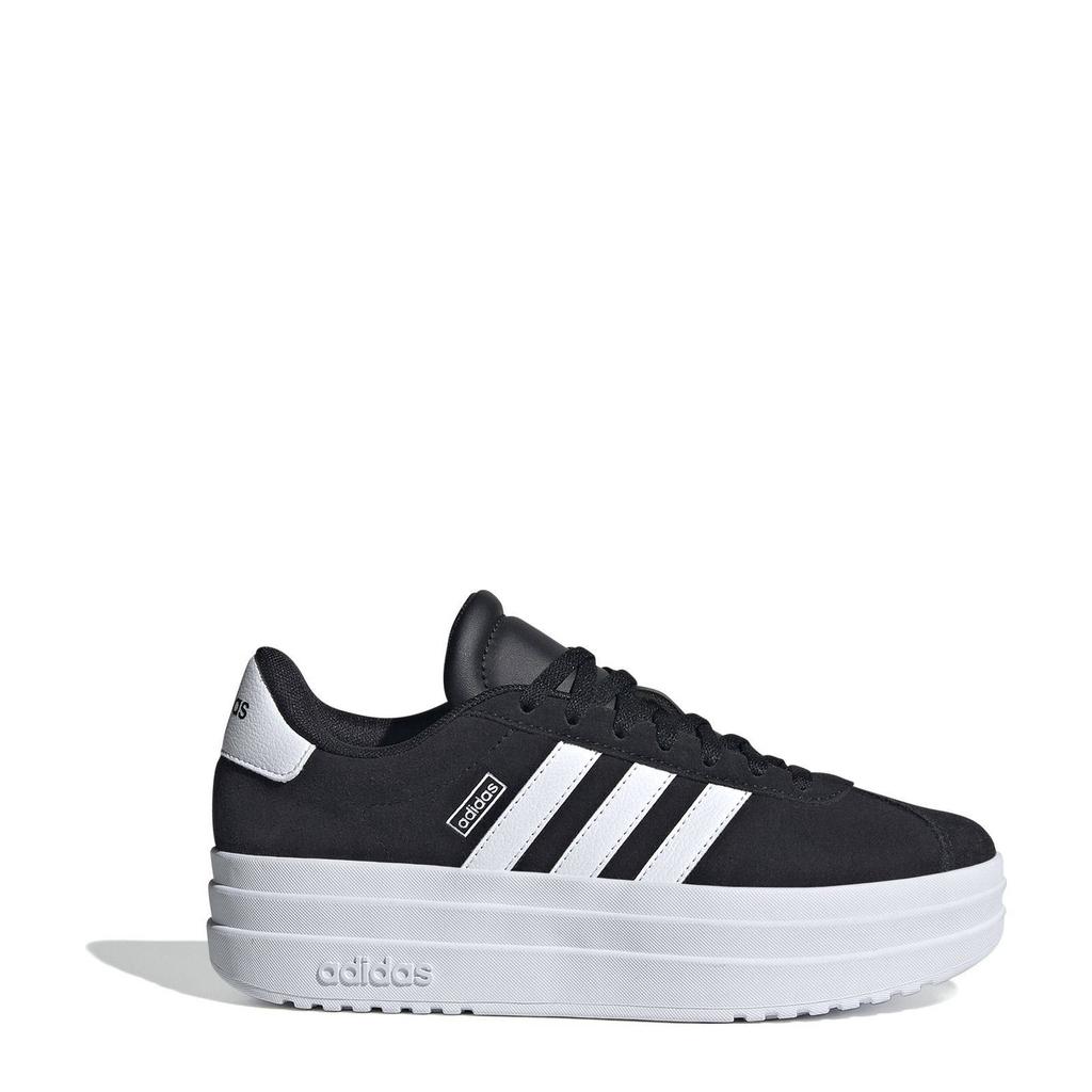 Zwart en witte jongens en meisjes adidas Sportswear VL Court Bold suède sneakers met veters