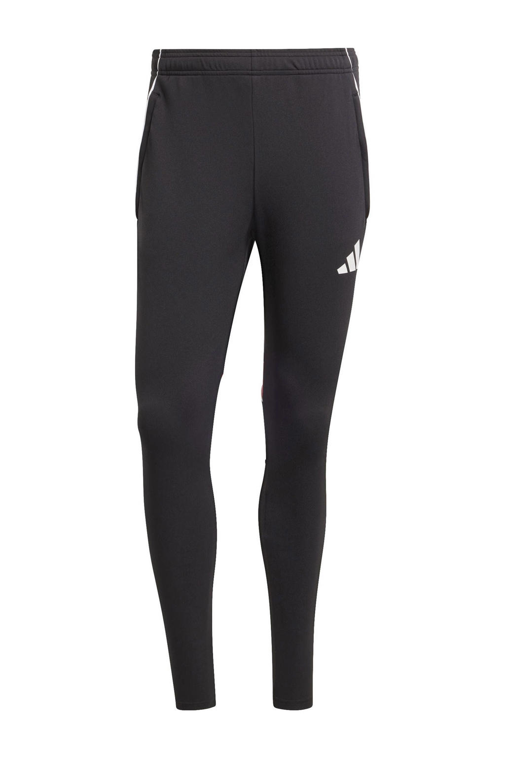 Zwart en rode heren adidas Performance voetbalbroek Tiro 25C van polyester met elastische tailleband met koord