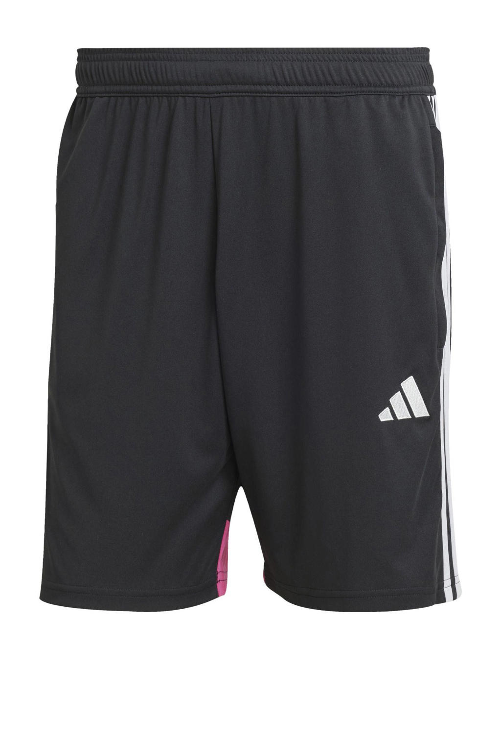 Zwart, wit en fuchsia heren adidas Performance voetbalshort Tiro Essentials van polyester met regular fit, regular waist en meerkleurige print