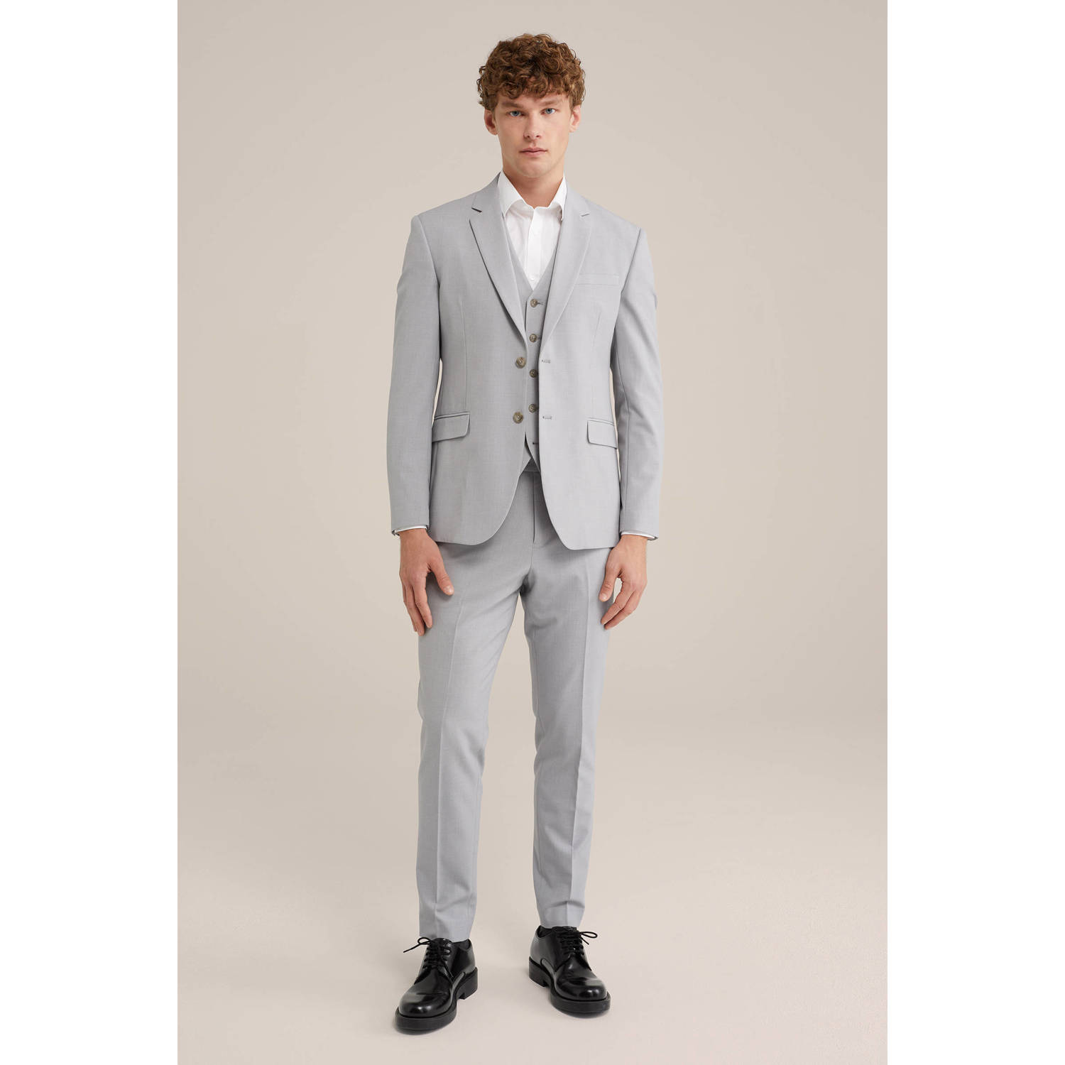 WE Fashion WE Fundamentals Tall fit colbert lichtgrijs