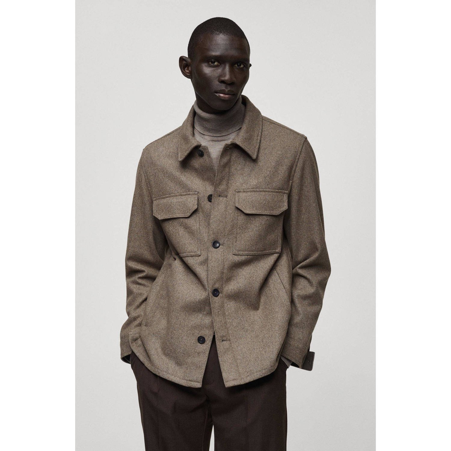 Mango Man overshirt bruin