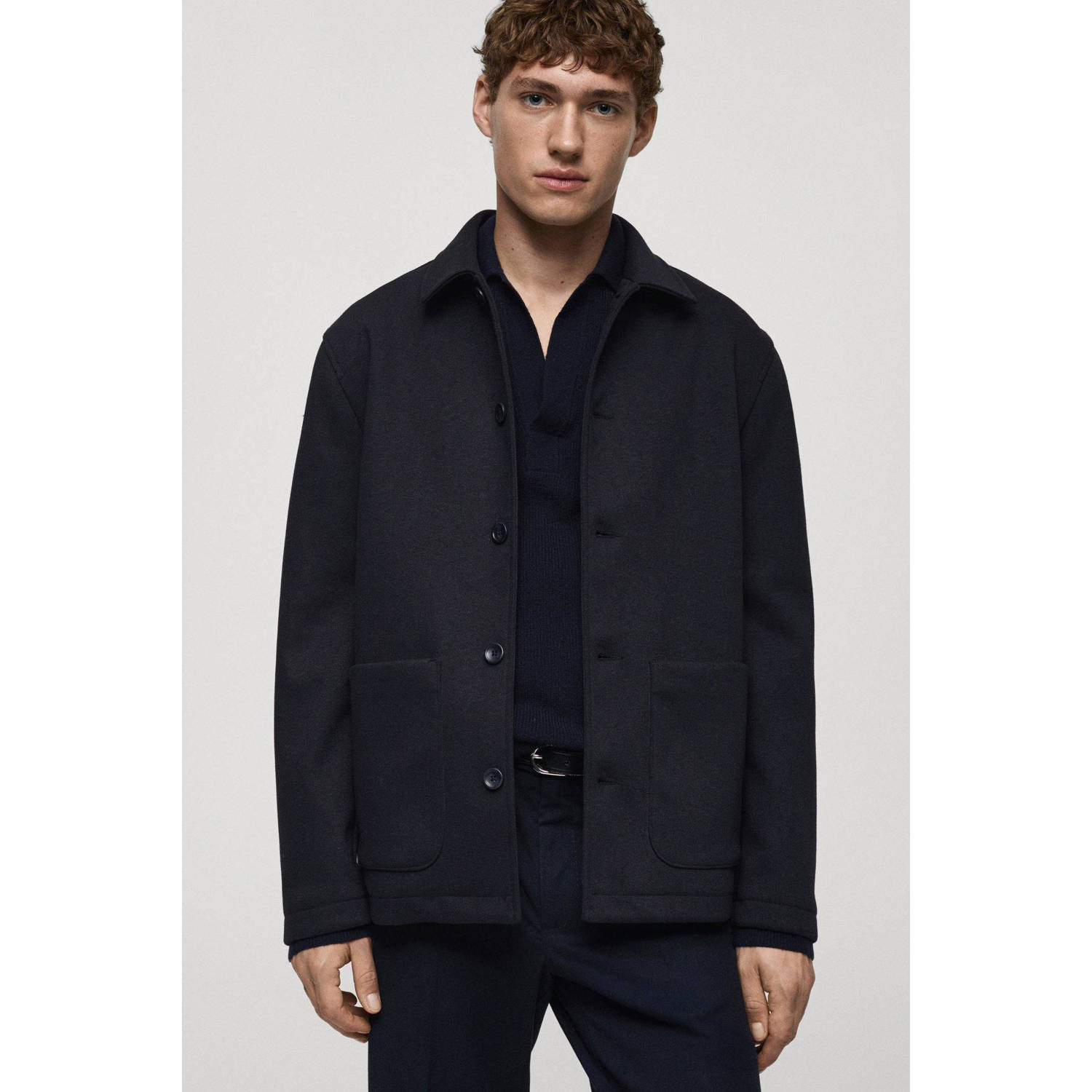 Mango Man overshirt donkerblauw