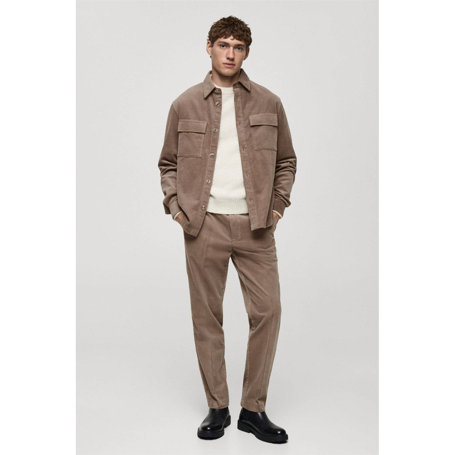 Mango Man overshirt bruin