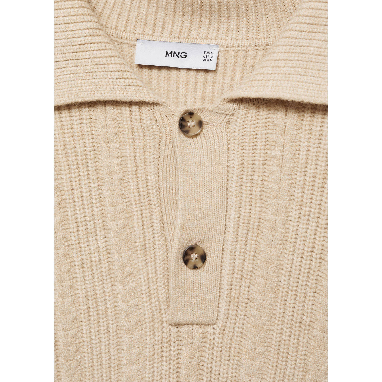 Mango Man trui grof gebreid beige