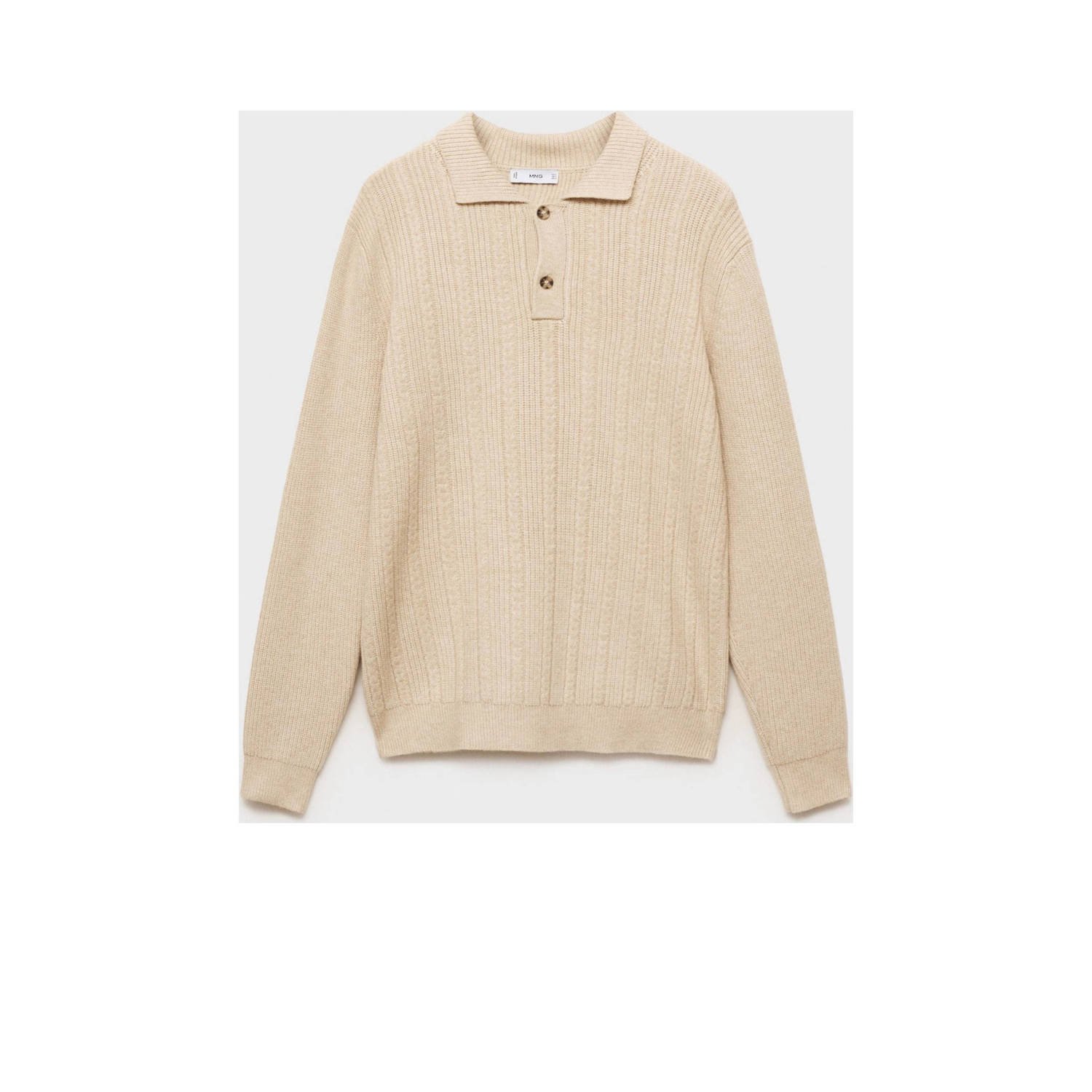 Mango Man trui grof gebreid beige