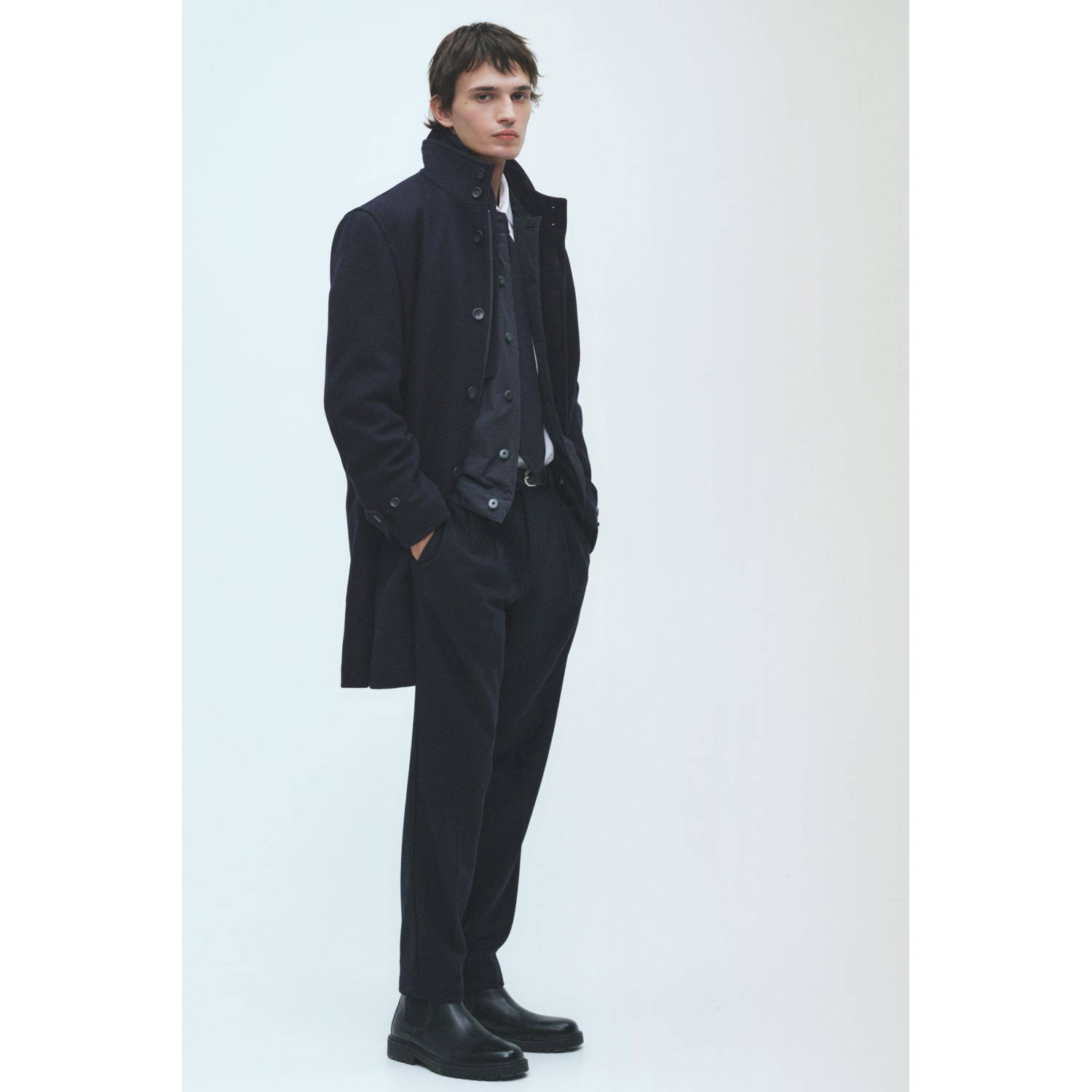 Mango Man manteljas donkerblauw