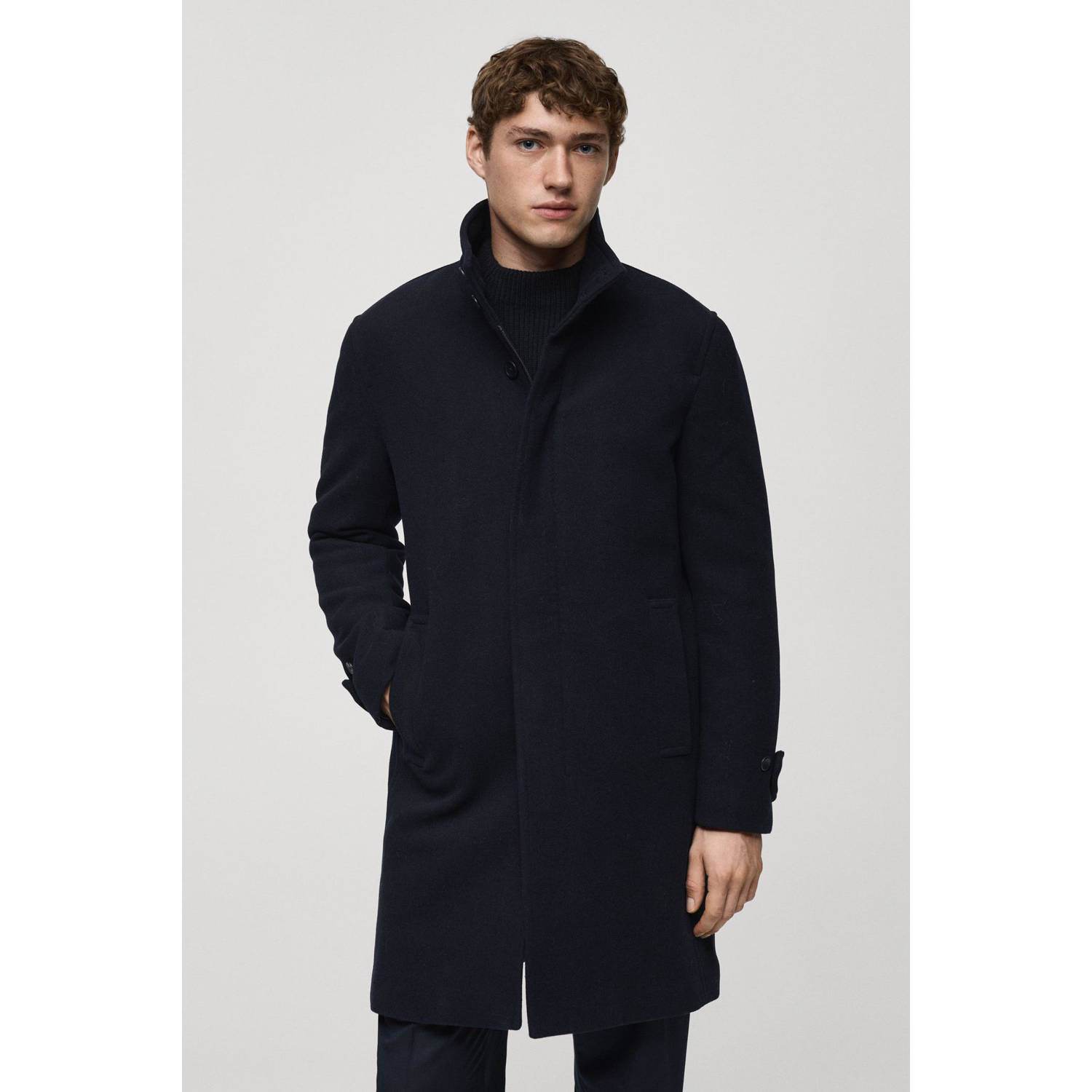 Mango Man manteljas donkerblauw