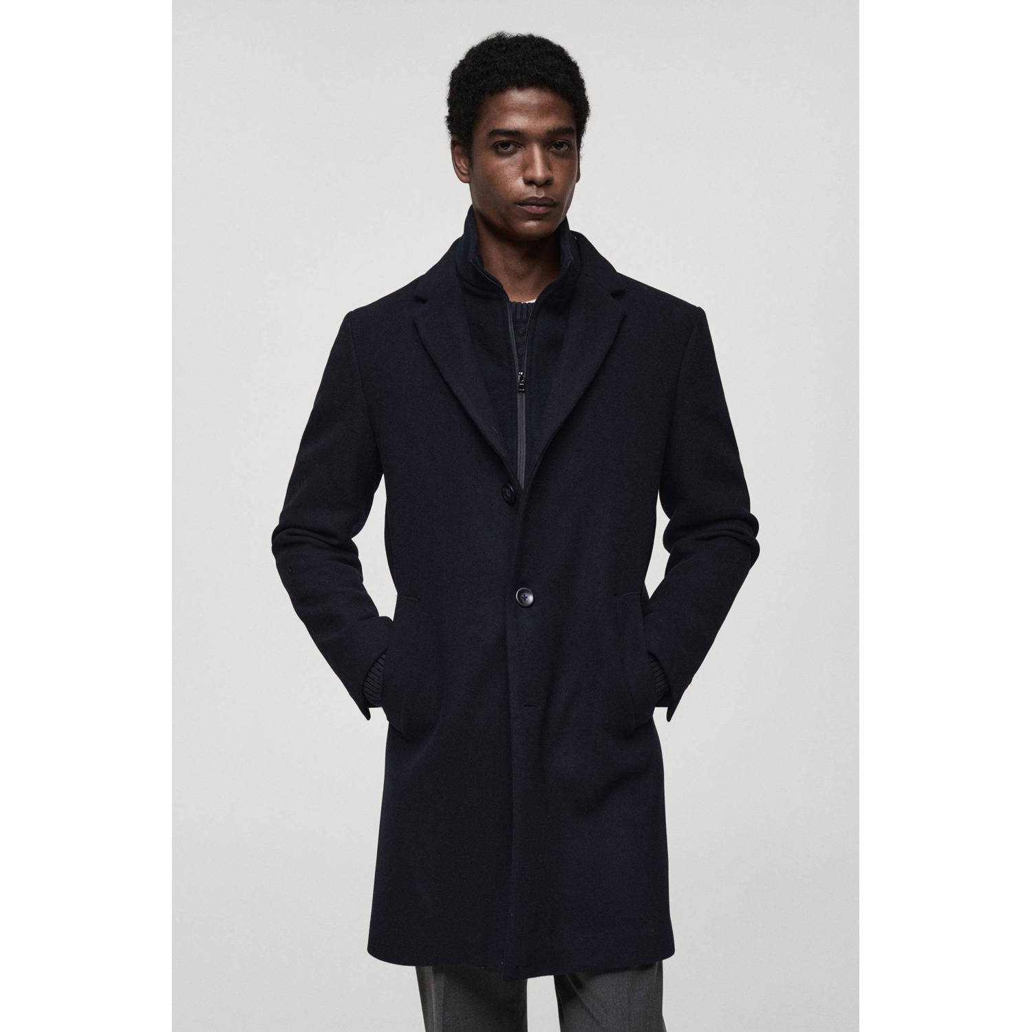 Mango Man manteljas donkerblauw