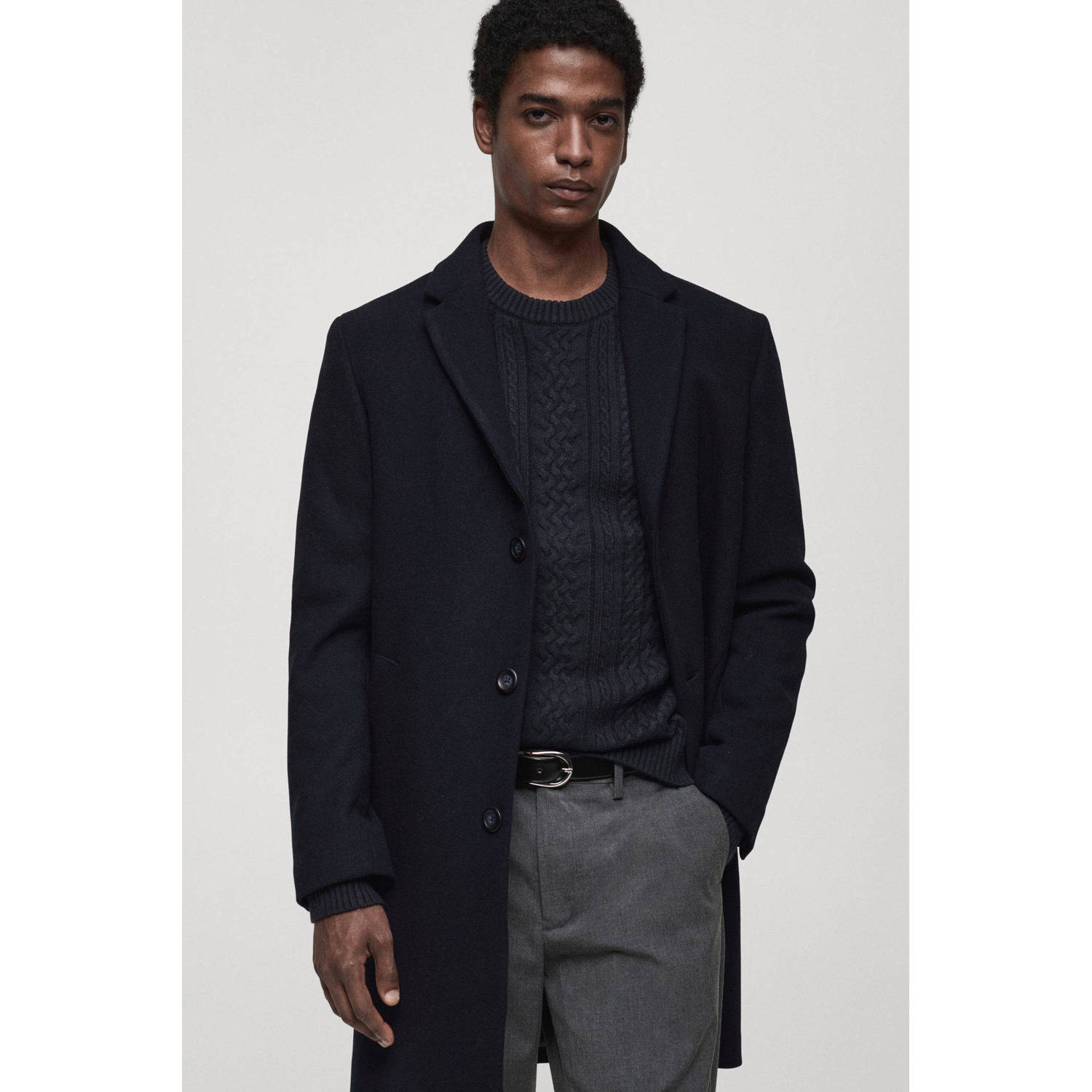 Mango Man manteljas donkerblauw