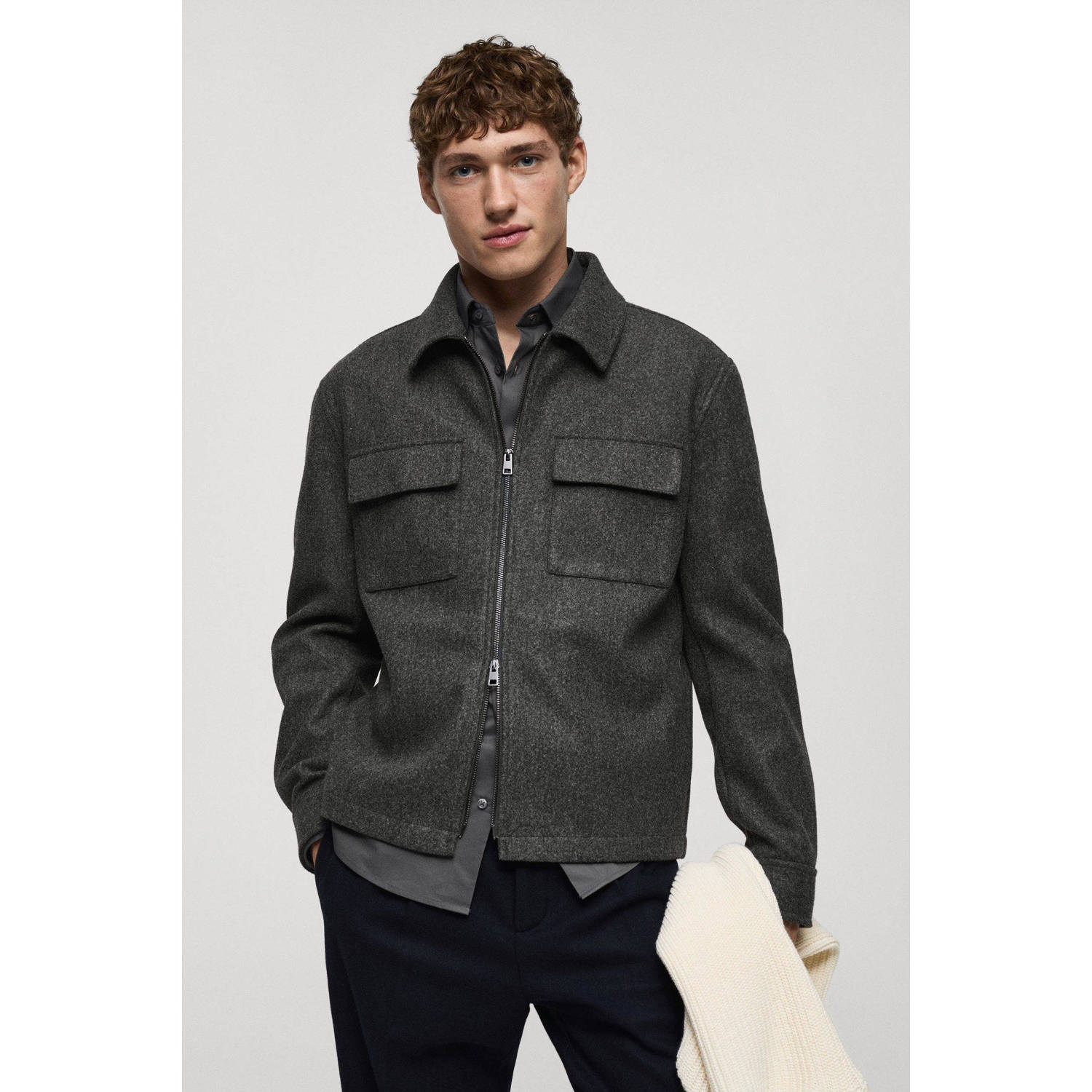 Mango Man overshirt grijs