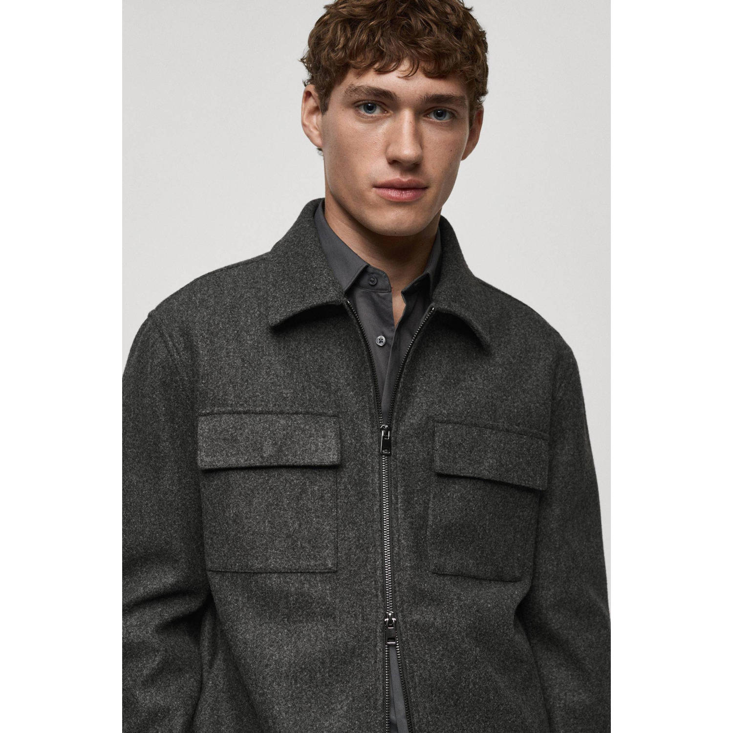 Mango Man overshirt grijs