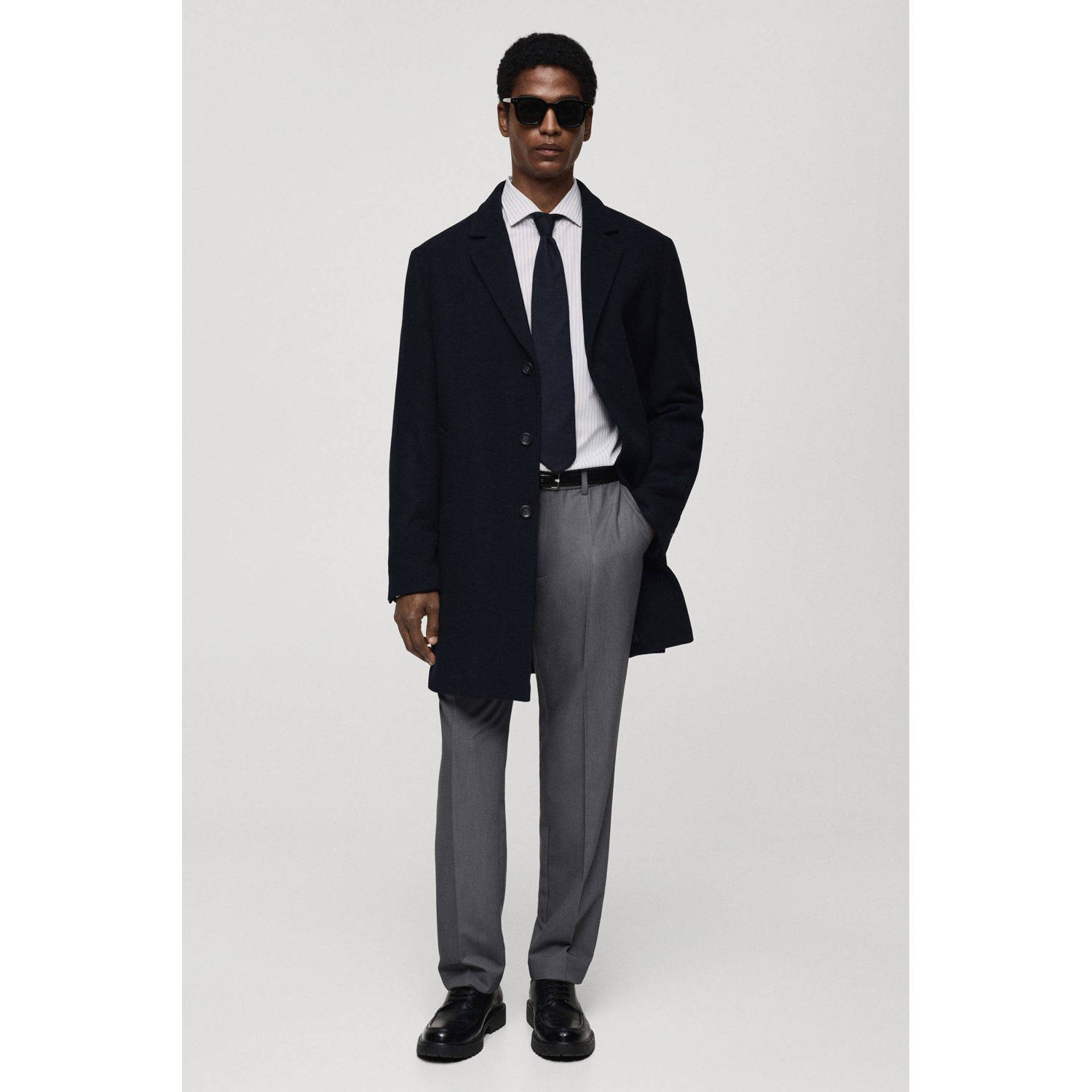 Mango Man casual gestreept overhemd wit