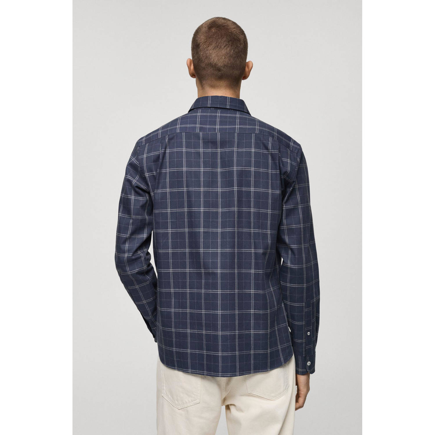 Mango Man casual overhemd donkerblauw