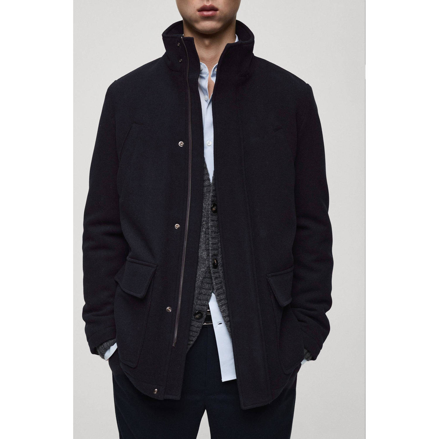Mango Man winterjas donkerblauw