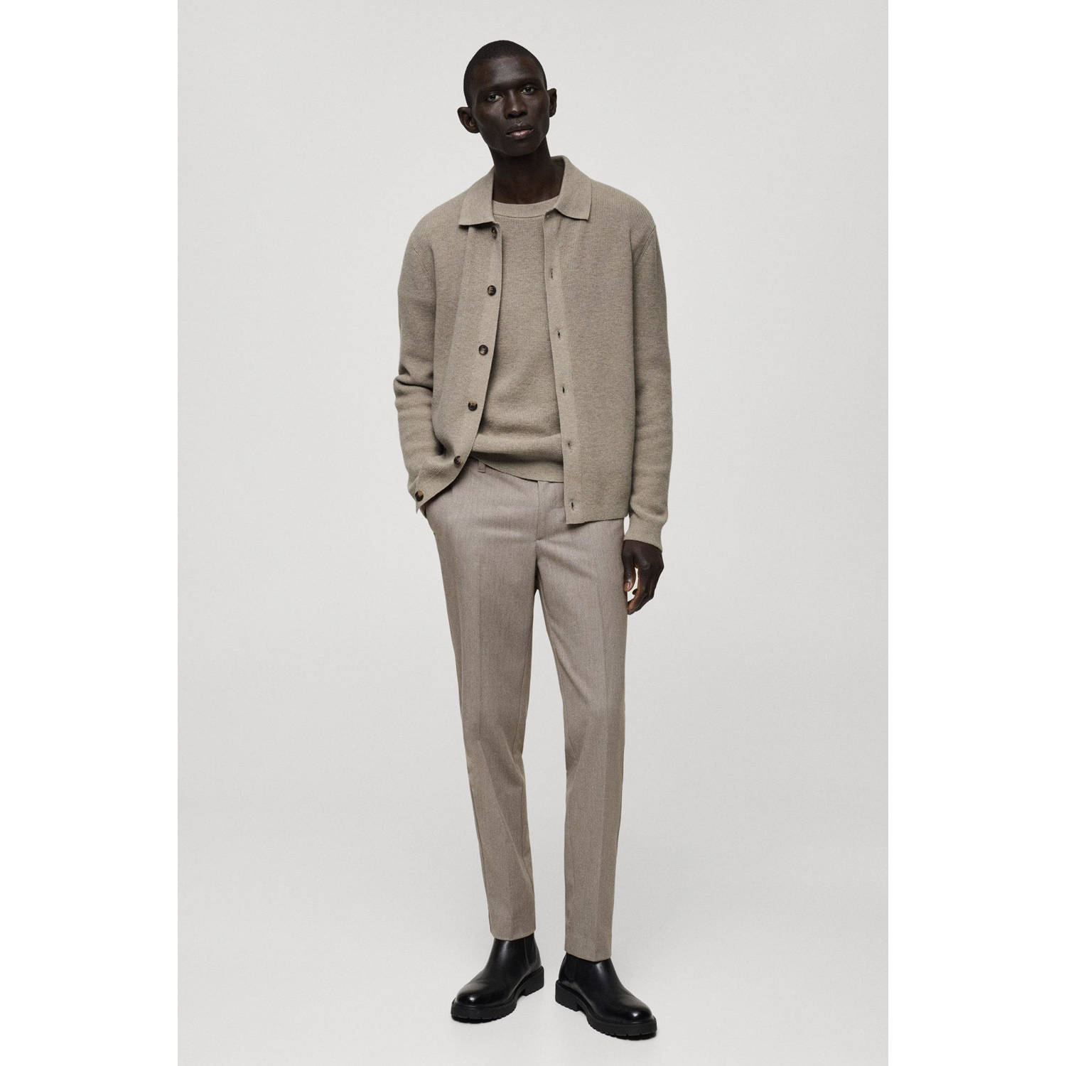 Mango Man regular pantalon grijs