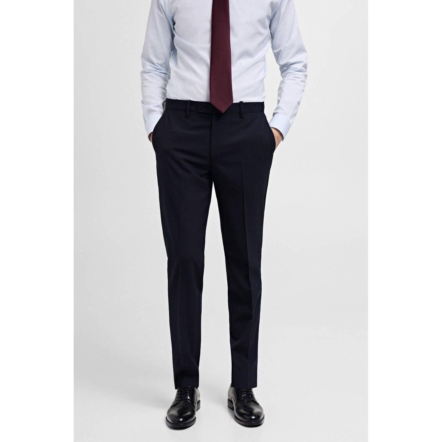 Mango Man slim pantalon donkerblauw
